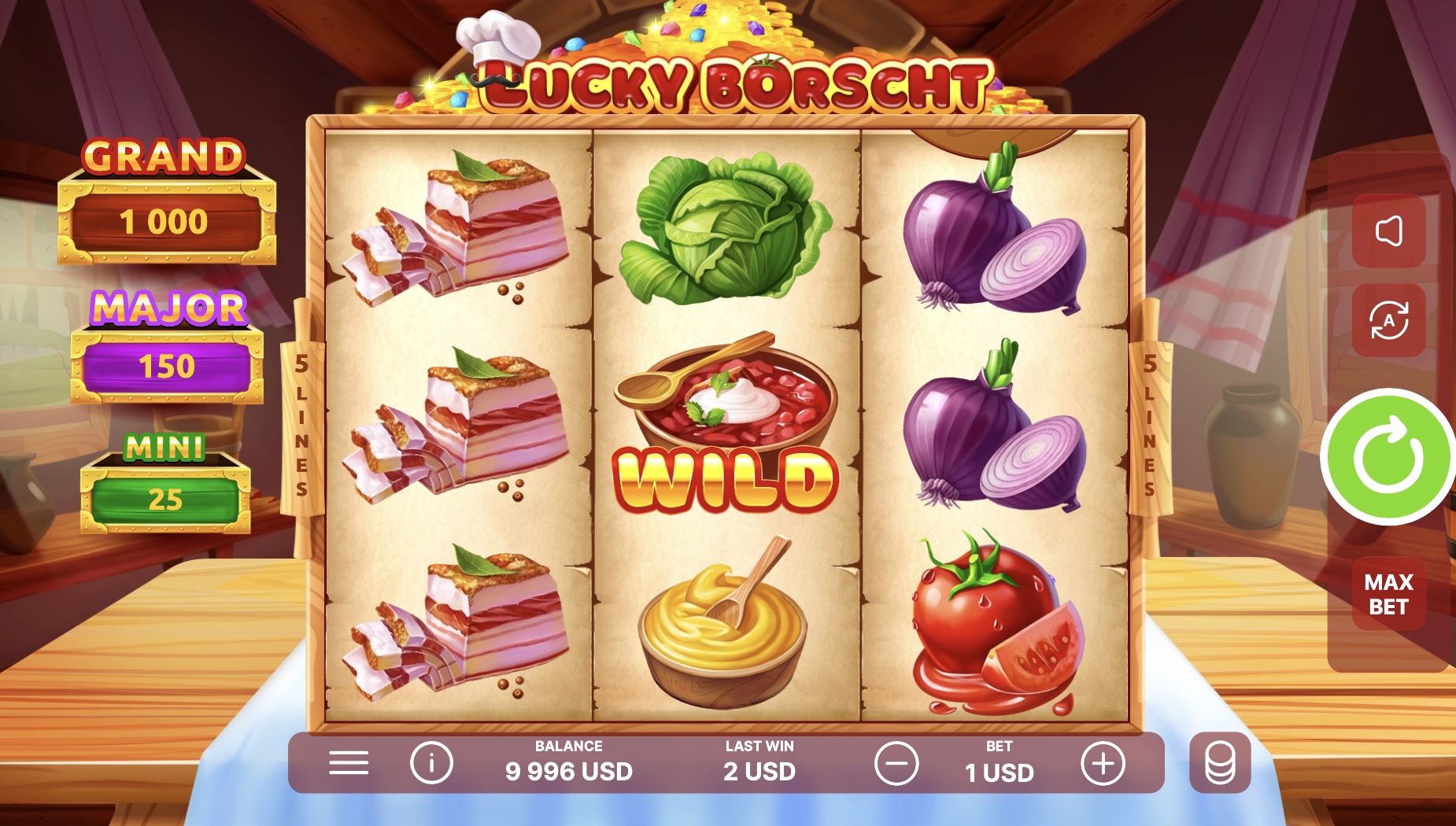 Кулинарные слоты «Lucky Borscht» от провайдера Onlyplay и казино Рубин Онлайн